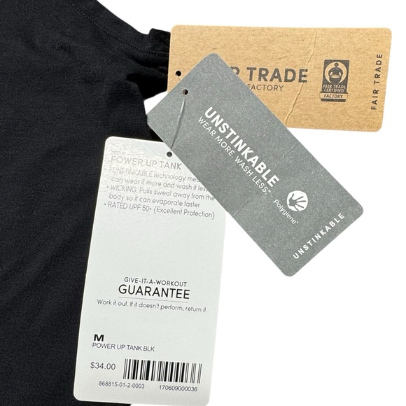 Athleta Power Up Tank Top NWT Womens Medium Black Workout‎ No Stink UPF Wicking - Picture 9 of 16